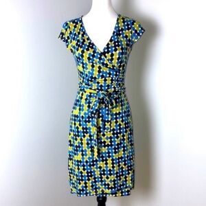 SHEIN Blue and Yellow Geometric Midi Dress